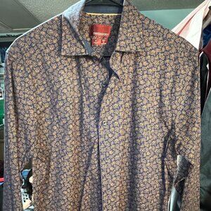 Consequence Paisley Print Cotton Blend Slim Fit Long-Sleeve Button-Up SZ Medium